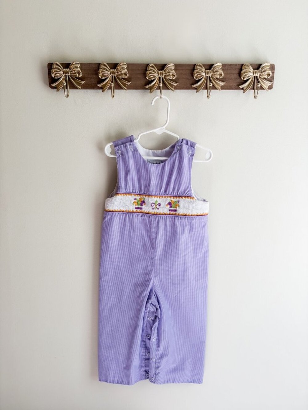 Smockingbird Boys size 2T Purple smocked romper